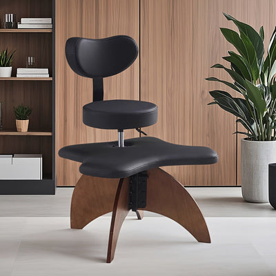 Silla de meditación ajustable de 1 pieza con piernas cruzadas - Silla de oficina ergonómica con cojín de esponja, marco de metal, negro/blanco - Soporte de postura para el hogar y el espacio de trabajo remoto, silla para escritorio
