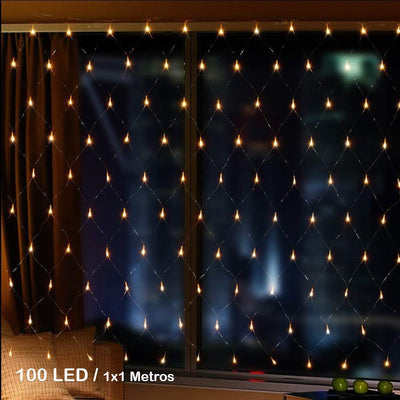 Luces Malla LED 100 Luces 1x1 Metros Luz Navidad RF 100TC