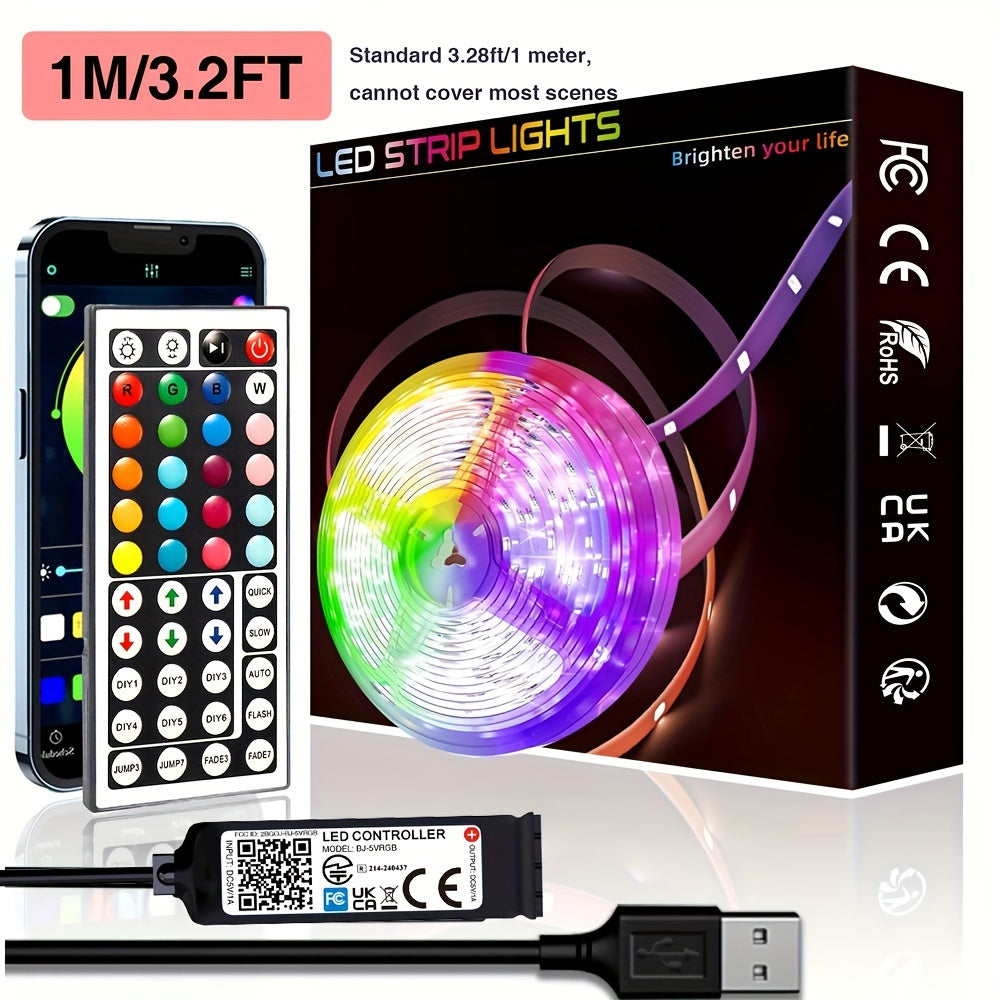 HBOWMDJIA Luz LED para dormitorio, con control por APP y mando a distancia de 44 teclas, programable y cambio de colores sincronizado con la aplicación. Longitud ajustable. Fácil instalación. Ideal para decoración de habitaciones, luz de fondo TV, luces