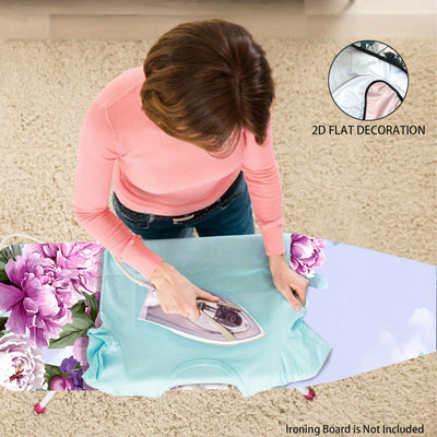 Fundas Lavables para Tabla de Planchar con Diseño Floral - Sin Necesidad de Tabla, Ajusta a la Mayoría de las Mesas Estándar, Decoración para Lavandería en Rosa, Blanco y Verde - Accesorio Fácil de Instalar, Material Easyclean, 2D Plano