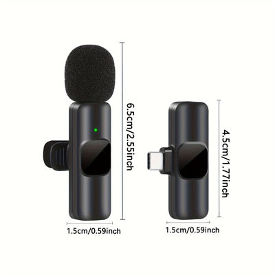 Micrófono inalámbrico profesional de solapa para teléfonos inteligentes USB-C, computadoras portátiles, para grabación de audio y video, juegos en vivo, entrevistas y vlogs.