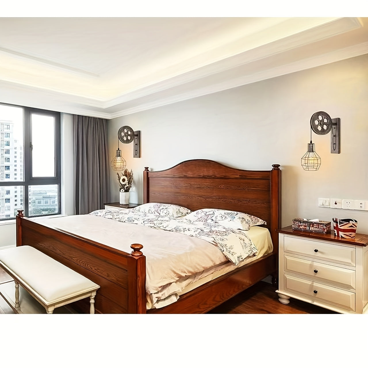 Luz de pared semiempotrada industrial moderna, sombra de metal pintado, base de bombilla E27, instalación de iluminación cableada 110-240V para salón, dormitorio, pasillo - No incluye bombilla, iluminación cálida y ambiental | Luz de pared vintage | Cons