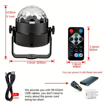 MSLITELY Disco Ball Light con 7 colores, cable de alimentación USB de 1,5 m - Lámpara de fiesta RGB LED con control remoto, sincronización de música, perfecta para DJs y actuaciones en el escenario, iluminación de escenario | Disco Ball Light | Lámpara a