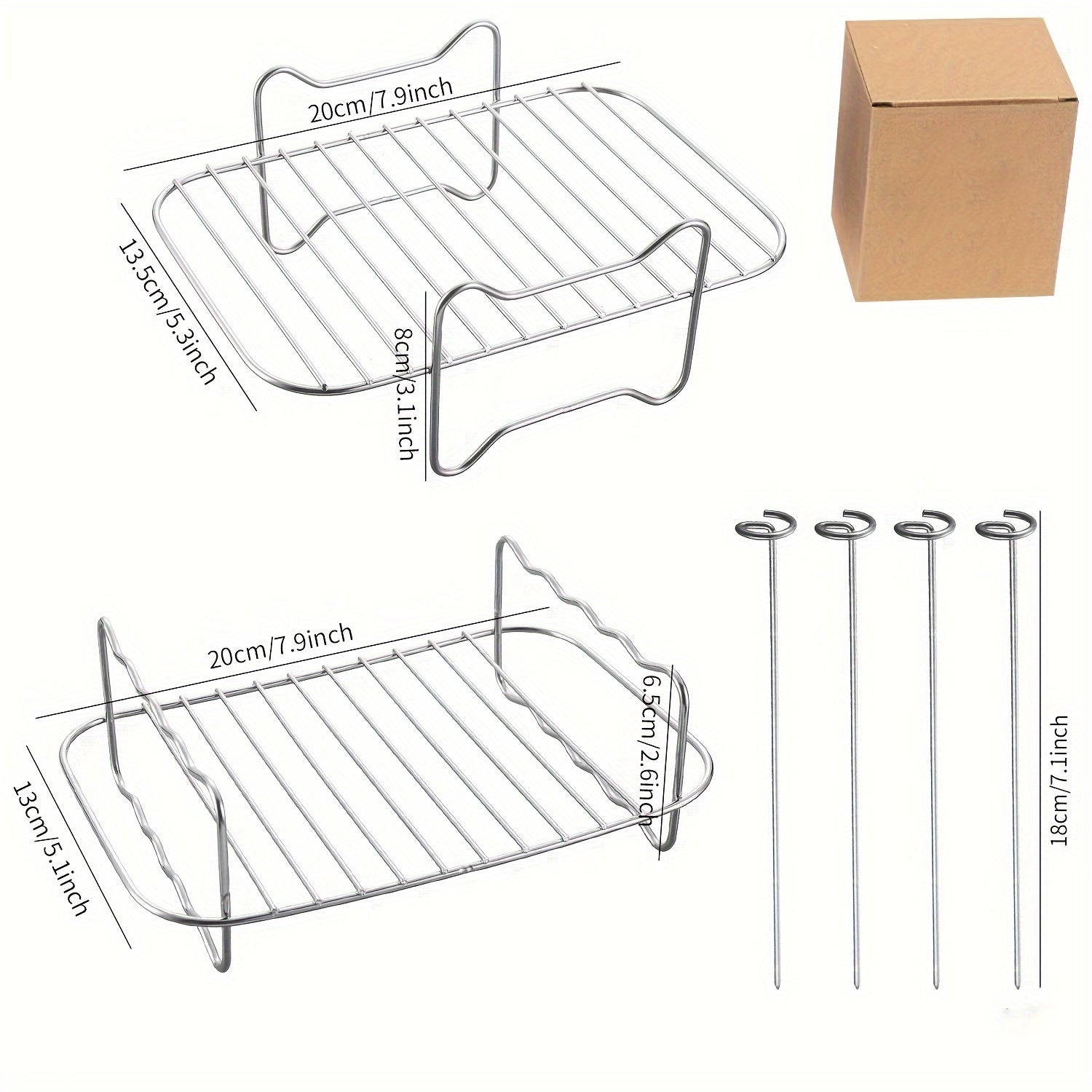 Set de 6 piezas, Accesorios para freidora de aire, Estante para horno de microondas, Marco de acero inoxidable para freidora de aire rectangular multifuncional, Adecuado para la mayoría de los hornos de freidora de aire, Marco para freidora de aire, Parr
