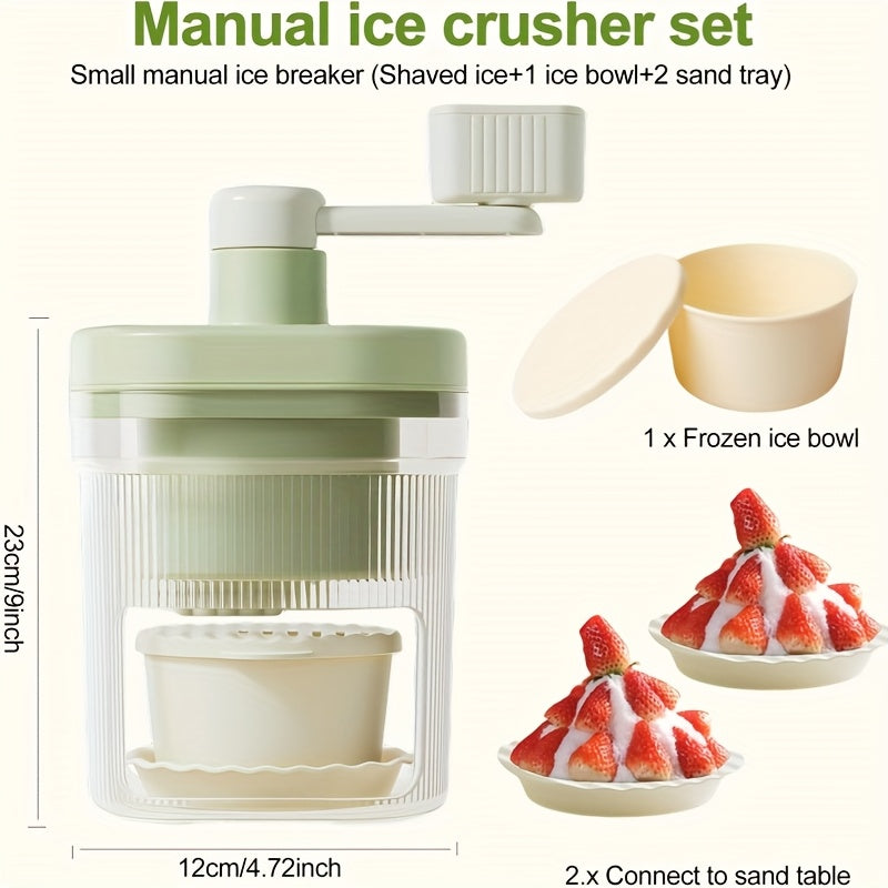 Juego de 4 piezas de picadora de hielo manual (1 picadora de hielo + 1 tazón de hielo + 2 bandejas de hielo), máquina de slush portátil de lujo, picadora de hielo manual, picadora de hielo, picadora de hielo, picadora de hielo portátil para batidos, smoo