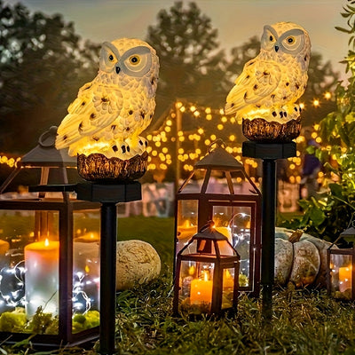 1pc Luz LED Solar con Patrón de Búho y Estaca - Decoración Exterior de Plástico Duradero, Batería Incorporada para Navidad Halloween Jardín Patio Césped, Regalo para Amantes de los Búhos, Iluminación Festiva, Material Resistente al Clima, Decoración de L