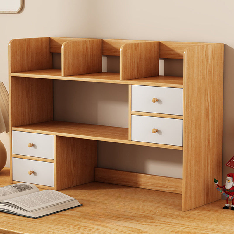 Estantería Moderna de Roble de 3 Niveles con Cajones - Almacenamiento Resistente y Versátil para Libros, Cosméticos y Suministros de Oficina - Perfecta para Dormitorio, Sala de Estar o Oficina en Casa, Estantes de Almacenamiento