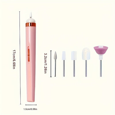 Lima de Uñas Portátil, Taladro Eléctrico para Uñas con 5 Puntas Adhesivas y Velocidad Ajustable para Manicura y Herramientas de Cuidado del Kit de Uñas con Luz LED y Carga USB