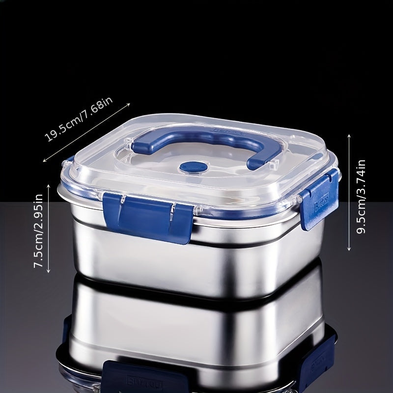 2 Piezas de Contenedores para Alimentos Extra Grandes de Acero Inoxidable con Tapas Azules - 60.87 oz, Antiderrames y Reutilizables, Ideales para Nevera, Loncheras y Preparación de Comidas