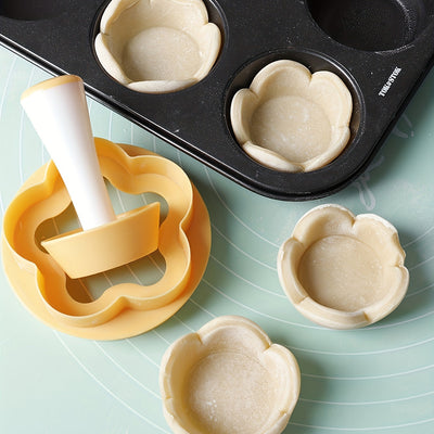 Juego de Cortadores y Prensa en Forma de Flor - Ideal para Tartlets, Galletas y Repostería - Utensilios y Accesorios de Cocina