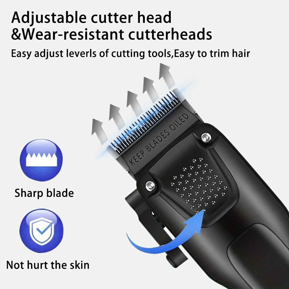 Juego Profesional de Corte de Pelo para Hombres, Juego de Cortapelos Recargable sin varillas y Kit de Peluquería, Máquinas de Afeitar Eléctricas y Recortadores de Barba, Portátil sin Cable, Corte Preciso