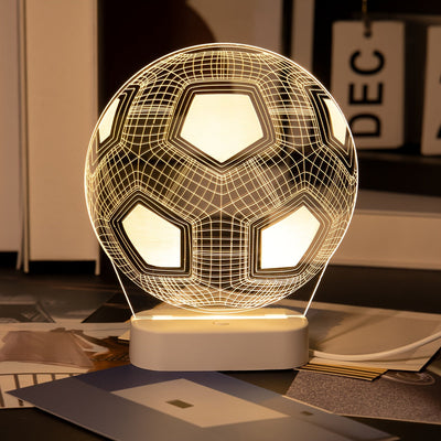 Luz Nocturna de Fútbol con Alimentación USB - Diseño Moderno de Rejilla Hexagonal, Lámpara Decorativa de Deportes Iluminada para Sala de Estar, Dormitorio, Baño - Iluminación Creativa de Mesa, Decoración de Sala de Fútbol