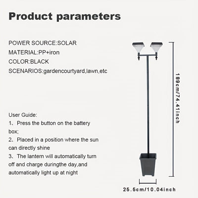 Luces solares de 89,5 pies de altura, luces solares de cabeza alta adecuadas para jardines al aire libre, IP44, postes solares retro con base de cortadora de césped pueden plantar flores, luces solares para patio trasero, decoración de porche, luz blanca