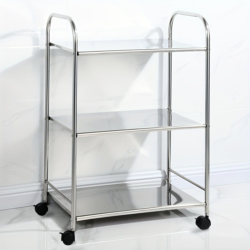 Carrito de acero inoxidable de 3 niveles con ruedas - Estante de almacenamiento versátil para cocina para el hogar, fiestas al aire libre, hoteles y restaurantes - Diseño duradero, fácil de ensamblar y móvil, carrito de cocina para restaurantes | Carrito
