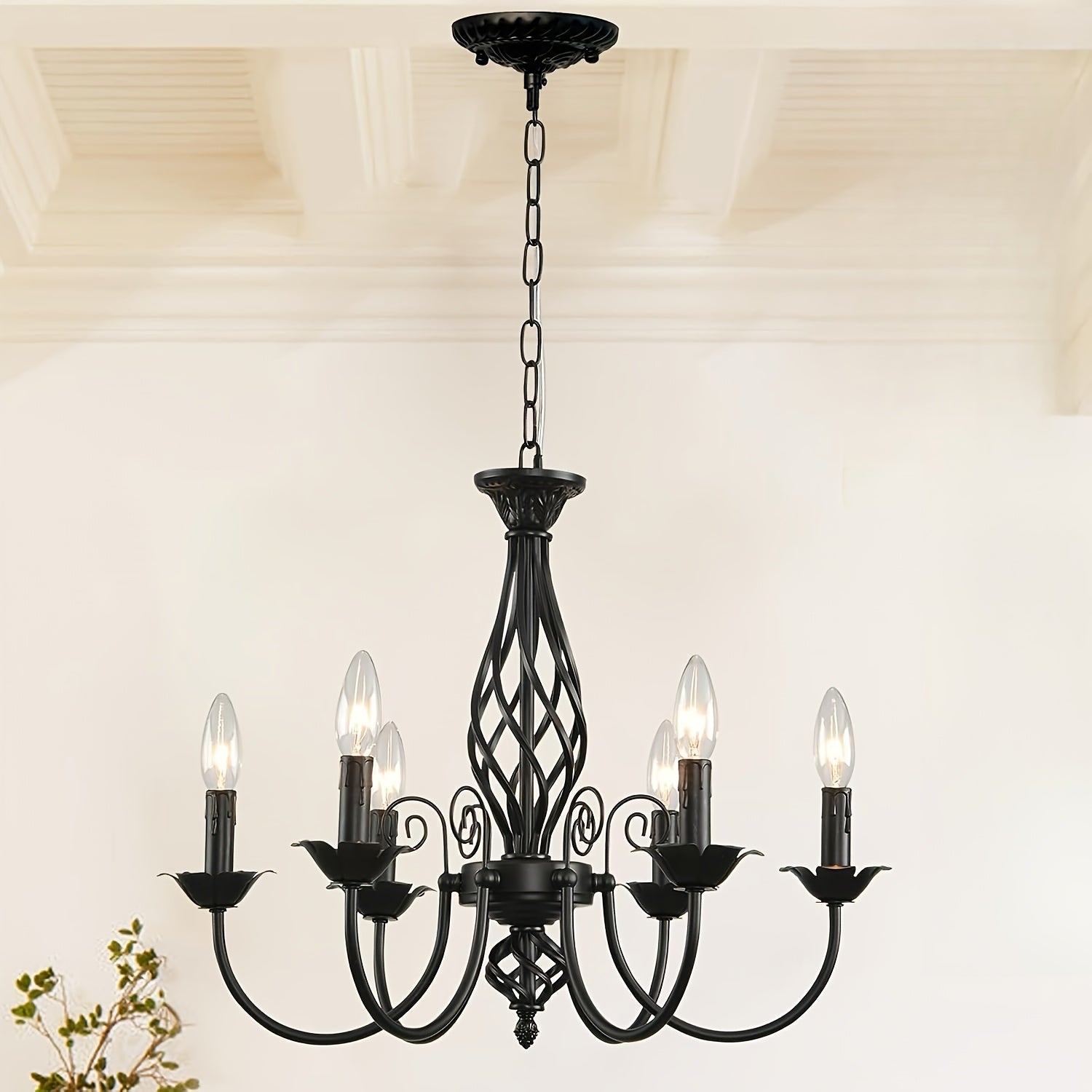 Luz de techo colgante estilo granja con vela, lámpara colgante rústica e industrial para el techo, luz colgante vintage para dormitorio, pasillo, cocina, comedor y barra del vestíbulo, base de bombilla negra mate E14 (bombilla no incluida)