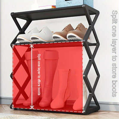 1 pieza de estante de zapatos X con forma de tubo de metal, organizador de almacenamiento de varias capas que ahorra espacio para entrada o pasillo - Montaje fácil, regalo ideal para la organización del hogar, almacenamiento de zapatos en la entrada | Es