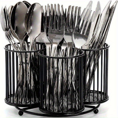 1pc Organizador Giratorio de Utensilios con 3/4 Compartimentos - Jaula de Hierro Resistente para Encimeras, Diseño Vertical Ahorrador de Espacio para Cocina, Gabinetes y Estantes