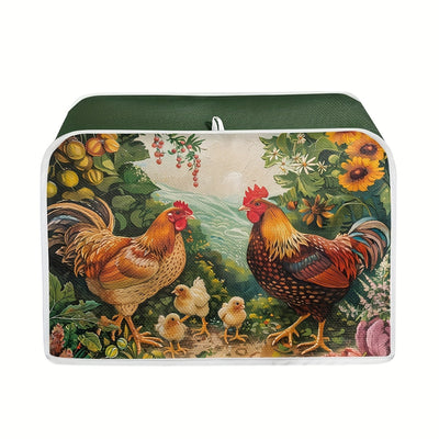 1pc Funda para Tostadora con Patrón de Gallo Encantador - Protector de Polvo y Huellas Dactilares, Organizador de Pequeños Electrodomésticos de Poliéster con Diseño Campestre Vibrante, Ideal para Decoración de Cocina