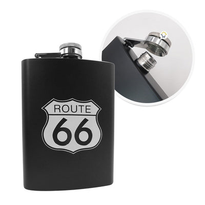 Licorera Whiskera Ruta 66 Acero Inoxidable 8 Oz + Copas RF 097