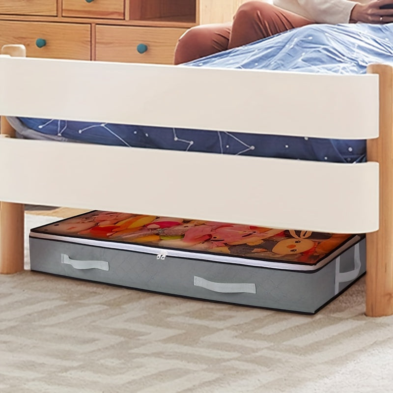 Caja de almacenamiento para debajo de la cama con tapa abatible - Organizador de tela no tejida resistente para cobijas, ropa y ropa de cama | Contenedor multiusos ahorrador de espacio, diseño contemporáneo, organizadores y almacenamiento para dormitorio