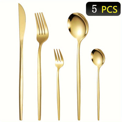 Juego de cubiertos de acero inoxidable, 30 piezas/5 piezas, caja de regalo a color, cuchillo, tenedor y cuchara, vajilla occidental, ideal para hogar, cocina, restaurante, hotel, boda y utensilios de cocina