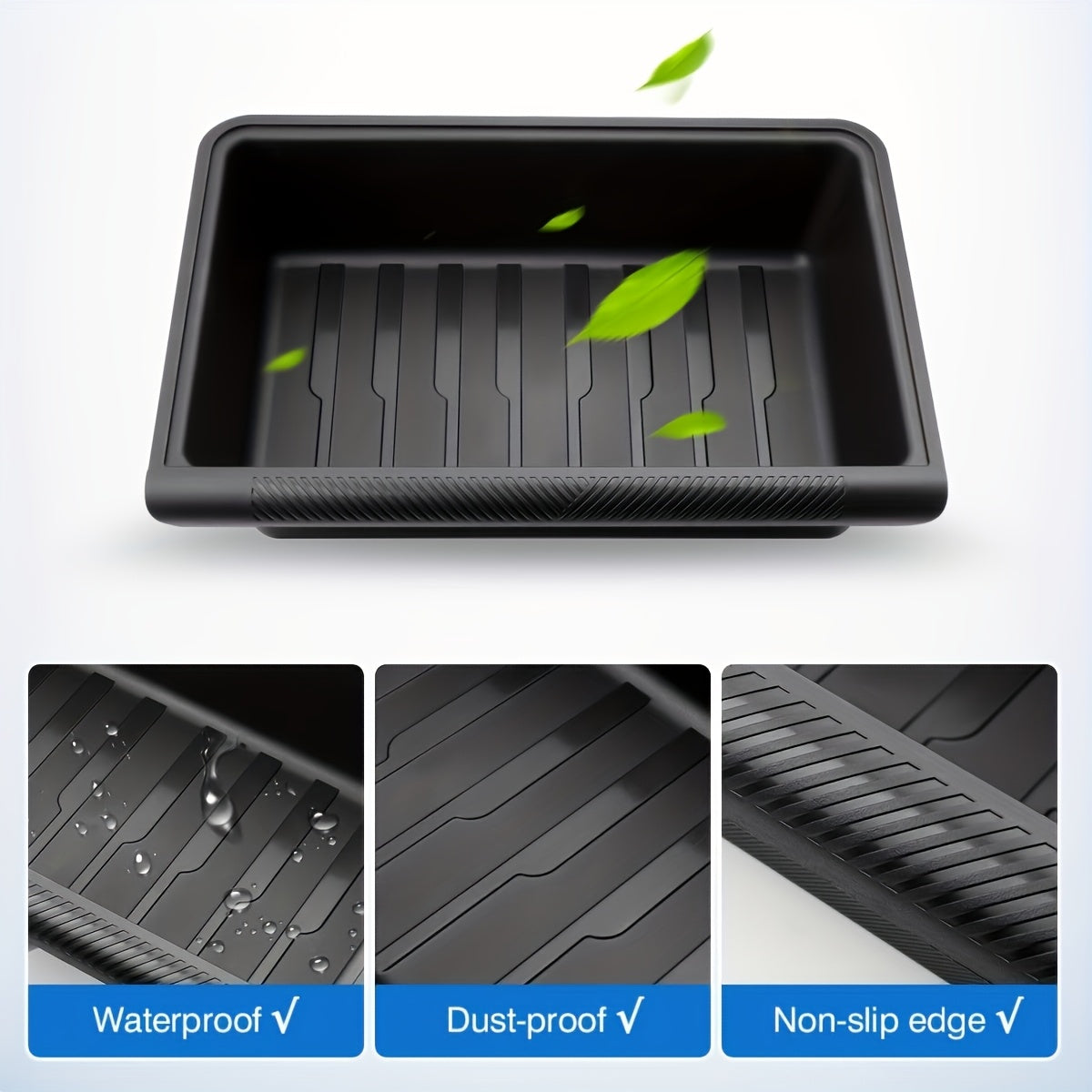 2-Pack para for TESLA Model Y 2021-2024 Impermeable para Asiento Debajo de la Caja de Almacenamiento con Organizador - Compartimento Oculto Deslizante del Lado del Conductor y del Pasajero, Material de Goma, Diseño Ahorro de Espacio