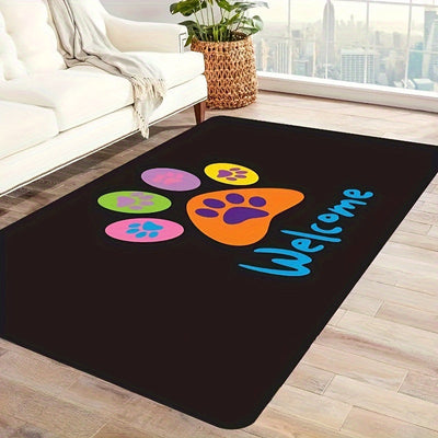 1 Pieza, Tapete Antideslizante Para Piso, Pata De Gato Colorida, Huellas De Gato, Patrón De Pata De Perro, Absorbente De Agua, Lavable, Antideslizante, Franela Suave, Entrada, Sala De Estar, Cocina, Suministros De Baño, Cuadrado Peso 480 G, Grosor 1 cm