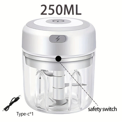 Picadora de Carne, Picador de Verduras Eléctrico, Mini Picador Recargable USB, Potente Procesador Pequeño para Alimentos, Licuadora para Jengibre, Chile, Frutas, Carnes, etc. 250ml