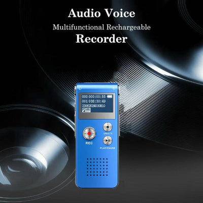 Grabadora de voz digital de 8 GB con reproductor de MP3 - Batería recargable de polímero de litio, 6 modos de grabación, activación de voz (VAR), capacidad de grabación de audio de hasta 650 horas, azul y negro, grabadora de audio portátil, dispositivo d