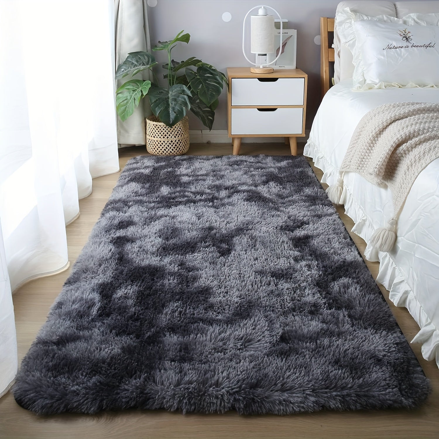 Un tapete de felpa suave, tapete esponjoso antideslizante para la cabecera de la cama, tapete navideño con diseño de nudo, adecuado para decoración de dormitorio y sala de estar, tapete amigable para mascotas, decoración del hogar, decoración de la habit