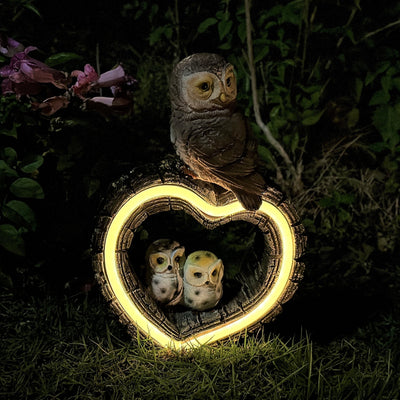 Lámpara decorativa de búho de resina con energía solar, adornos de animales para jardín exterior, batería de níquel 600mAh - XXOASIS