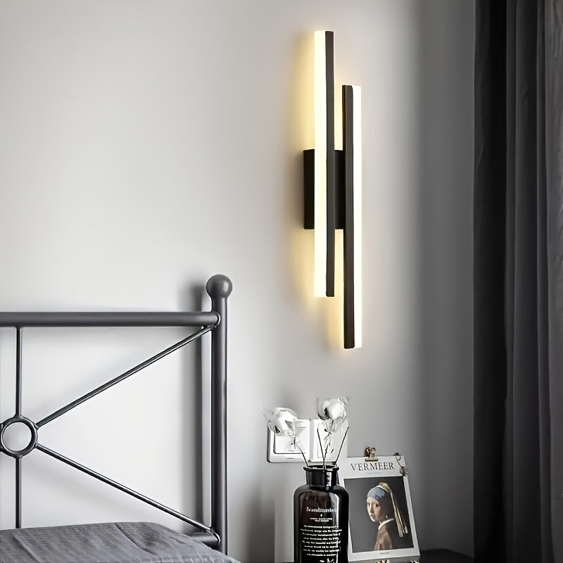 Luz de pared moderna en forma de H, LED con 3 colores y ajuste de temperatura, accesorio de iluminación para sala de estar, comedor, y lámpara de pared de tocador.