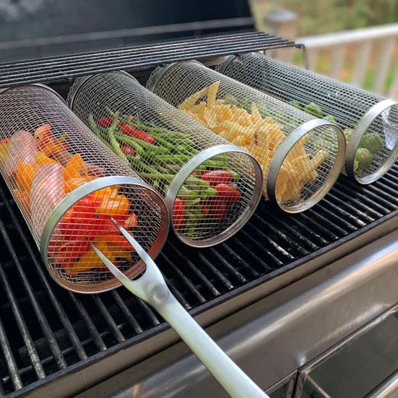 Cesta de parrilla cilíndrica