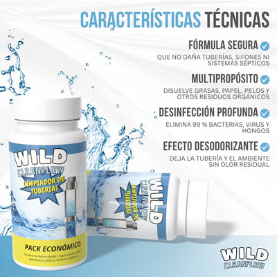Destapa cañeria Wild Cleanflow™ - Desatasca sin esfuerzo. Limpia desde la raíz