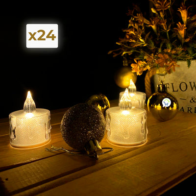 Velas Led X24 Efecto Cristal Decoración Hogar 🕯️ SLT20501