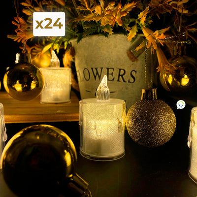 Velas Led X24 Efecto Cristal Decoración Hogar 🕯️ SLT20501