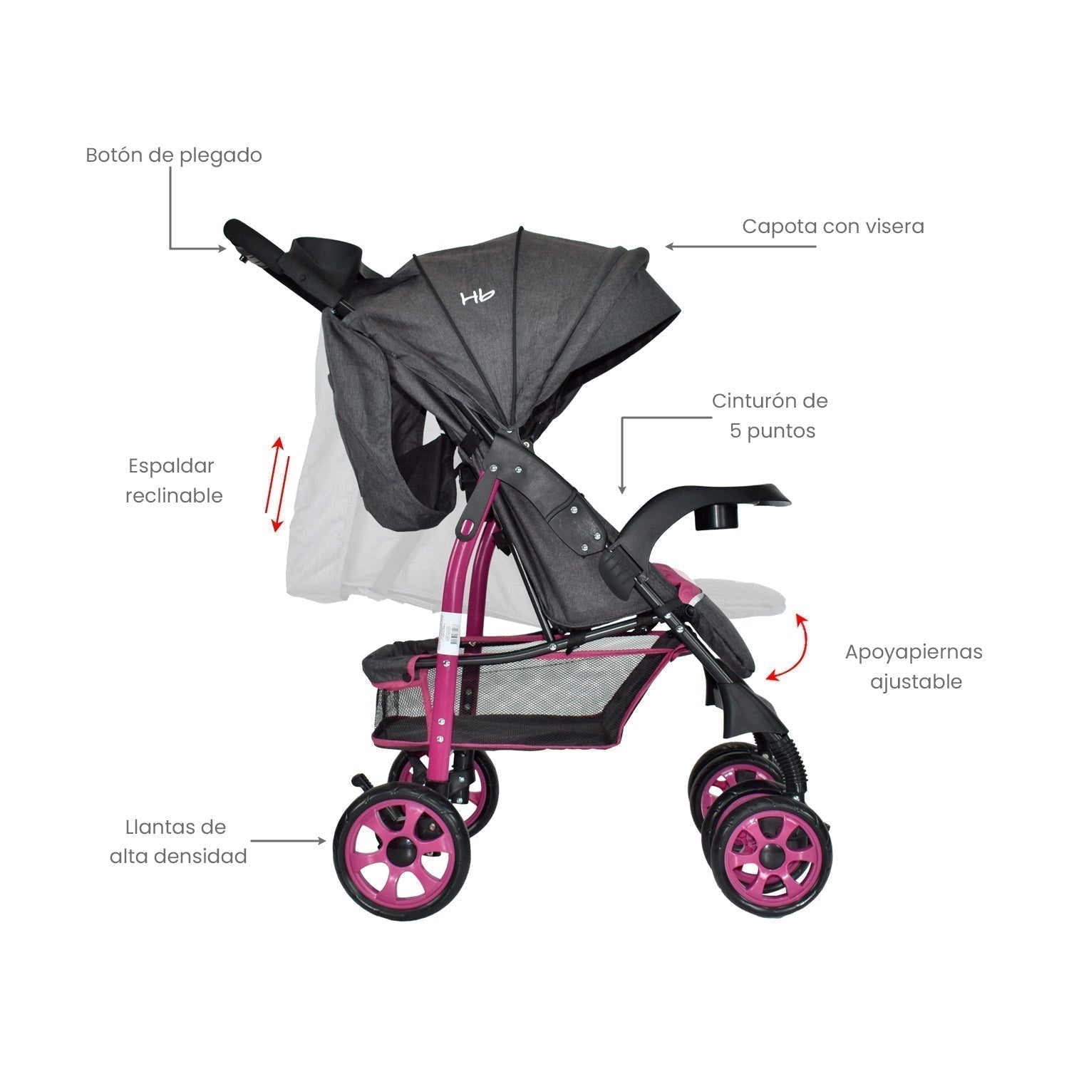 COCHE ESTANDAR  KLAUS HAPPY BABY - ROSADO