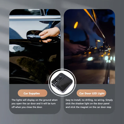 Conjunto de 2 Luces de Bienvenida para Puerta de Coche con LED - Diseño Texturizado , Funciona con Batería, Instalación Fácil, Compatible con Autos, SUVs, Furgonetas, Fuente de Luz Proyectora, para CHEVROLET, para DODGE, para for Nissan, para TOYOTA, par