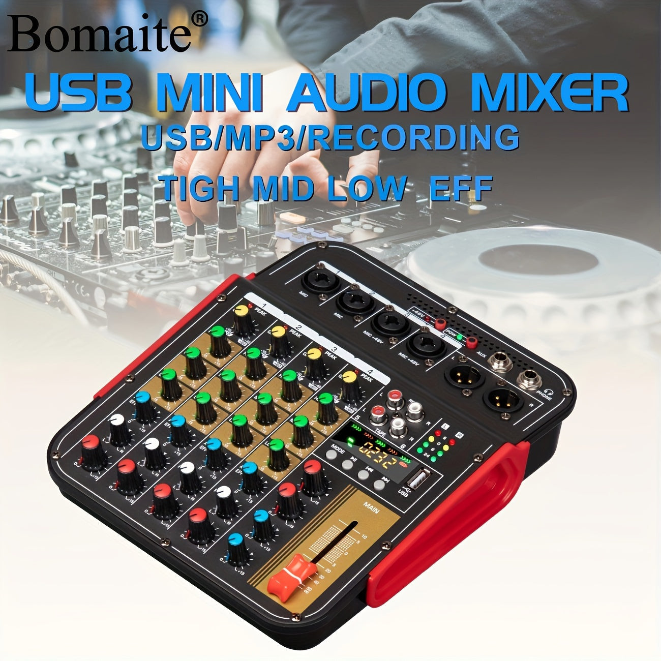 Bomaite 6-canal Mezclador De Sonido Personal Con Efectos De Sonido Audio USB De Grabación Para PC Y Más - ¡Perfecto Para Escenario Y Estudio!