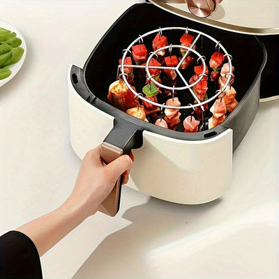 Soporte de brochetas para freidor de aire de acero inoxidable con 36 brochetas - Parrilla de barbacoa DIY para 7 miembros de la familia, perfecto para comidas caseras, accesorios para freidor de aire