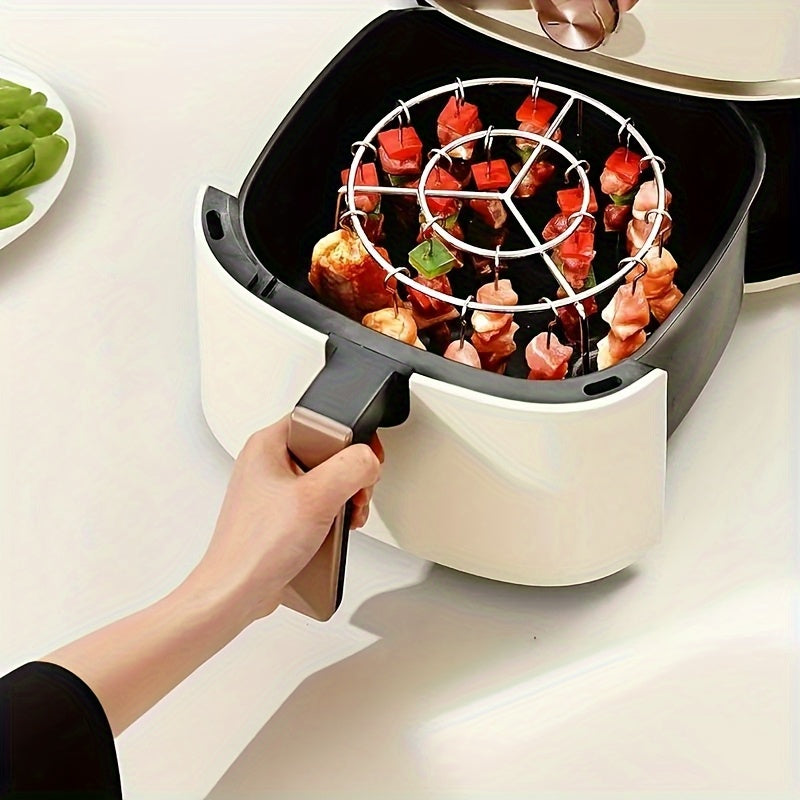 Soporte de brochetas para freidor de aire de acero inoxidable con 36 brochetas - Parrilla de barbacoa DIY para 7 miembros de la familia, perfecto para comidas caseras, accesorios para freidor de aire