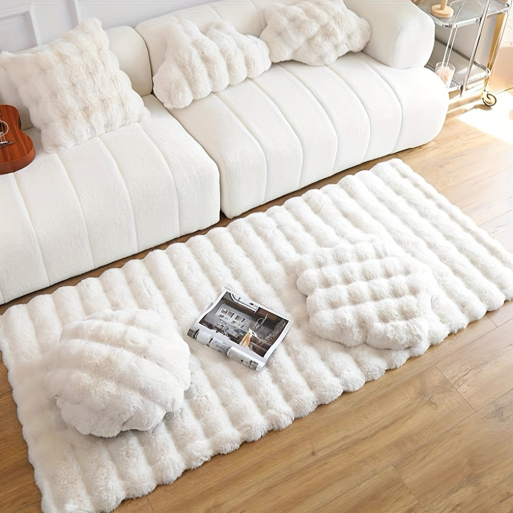 Alfombra rectangular nórdica minimalista de felpa suave y delicada, imitación piel de conejo, ideal para decorar la sala, sofá, habitación o espacio de yoga