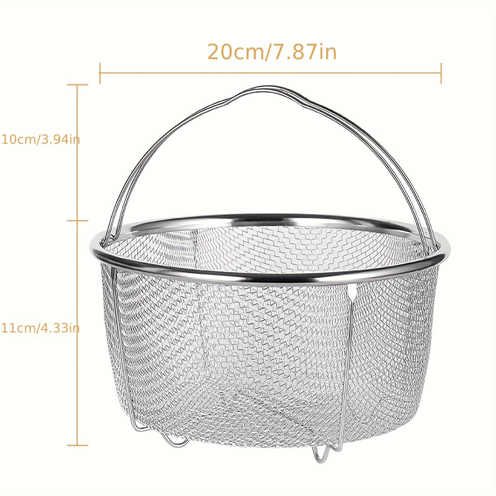 1pc Accesorio Multifuncional de Acero Inoxidable de 8 Pulgadas para Freidora - Cesta de Vapor Portátil con Soporte para Pies, Rejilla de Drenaje y Diseño Anti-Escaldaduras para Cocinar a Vapor y Freír de Forma Segura en Cocinas Domésticas y Profesionales