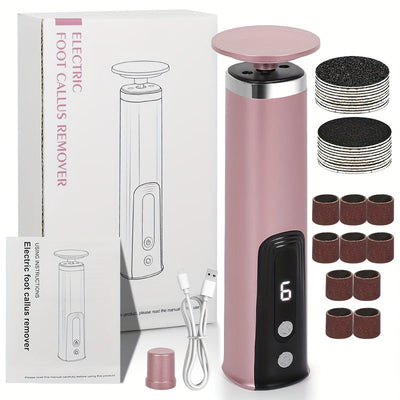Removedor eléctrico profesional de callos y herramienta de pedicura 2 en 1 - Recargable por USB, exfoliación profunda para eliminar piel muerta, portátil y fácil de usar, ideal para el cuidado de piel agrietada y seca, cortador de callos para pies