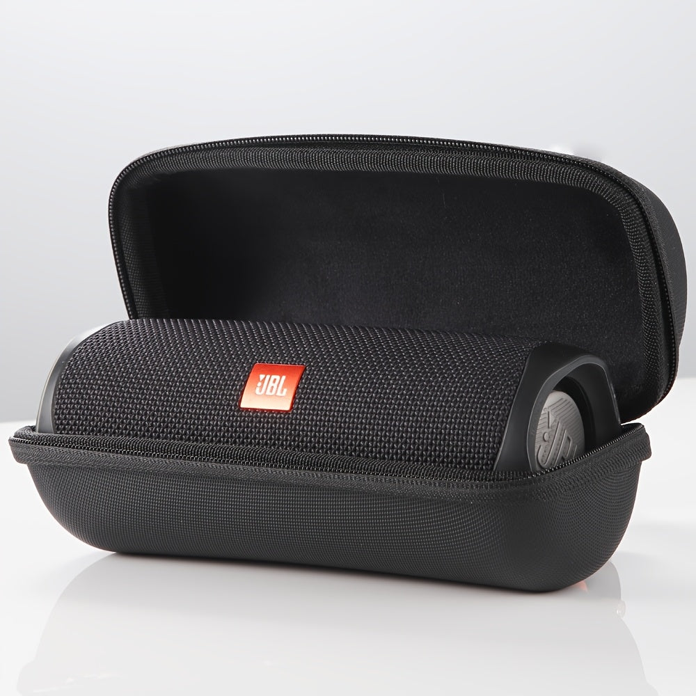 Estuche para altavoz Flip 3/4/5/6, resistente al agua, de EVA, portátil, con cierre de cremallera seguro y asa, imitación cuero, fácil de limpiar, negro (solo estuche)