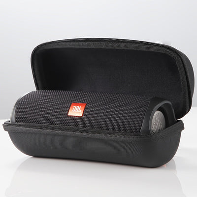 Estuche para altavoz Flip 3/4/5/6, resistente al agua, de EVA, portátil, con cierre de cremallera seguro y asa, imitación cuero, fácil de limpiar, negro (solo estuche)
