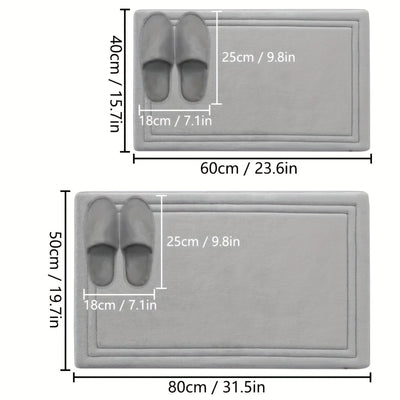1pc Alfombra de baño de secado rápido UltraSoft, alfombra de baño antideslizante súper absorbente, lavable a máquina, pelo bajo, rectangular, patrón de rayas, poliéster con respaldo de PVC, alfombra de franela ligera
