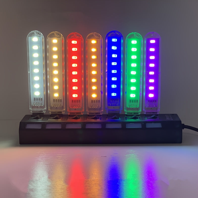 Luz de noche LED moderna con alimentación USB - Lámpara de mesa de fantasía independiente pulida con luz descendente de color sólido para el ambiente del dormitorio - Pantalla de plástico, no requiere batería
