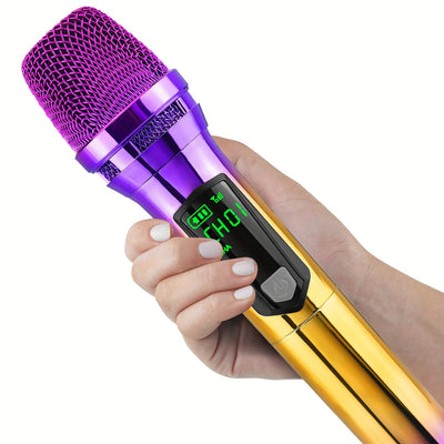 Microfono de Karaoke sin varillas Recargable y Colorido, Máquina de Karaoke para Fiestas en Casa o al Aire Libre, Adaptador de 3.5mm, Soporte de Almacenamiento Incluido