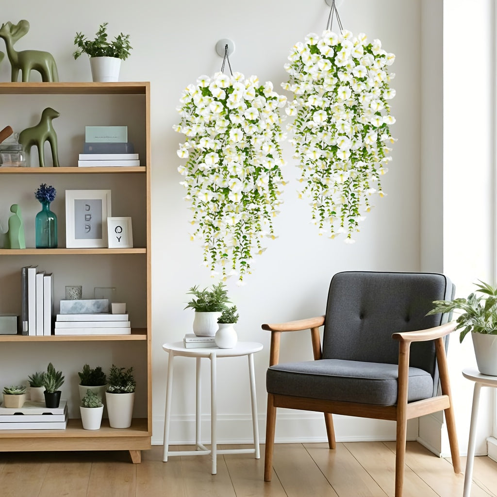 6 Bundles de Flores Blancas Realísticas de Lily Matinal con Greenery - Arreglos Floral Nordic, Flores de Plástico Resistentes al Clima para Bodas, Hogar, Patio, Balcony - Decoration Exterior/Interior de Bajo Mantenimiento - Decor Floral Elegante, Decorat